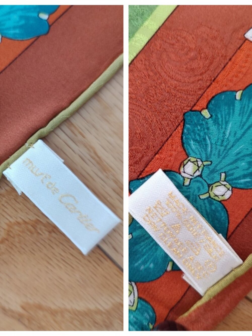 Cartier vintage floral silk Must de Cartier large scarf EUC - Picture 8 of 9